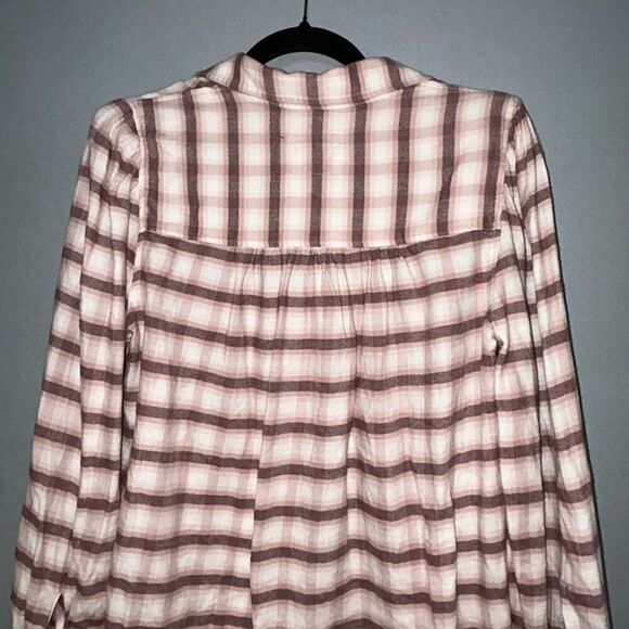 Rails Angelica pink‎ plaid flannel mauve rose iron size M - Picture 4 of 10
